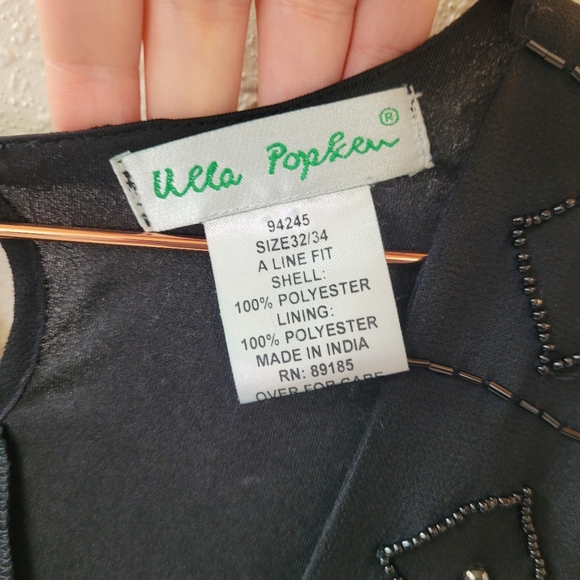 ULLA POPKEN Black A-Line Beaded Maxi Dress Size 32/34 - Picture 7 of 15